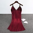 thumbnail image 5 of ylioge Womens Silk Nightgowns Built in Bras Lace Splice V Neck Mini Pajama Dresses Ladies Trendy Solid Spaghetti Strap Homewear Sleepshirts, 5 of 5