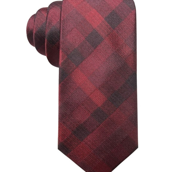 Ryan Seacrest Mens Warwick Gingham Self-tied Necktie, Red, One Size