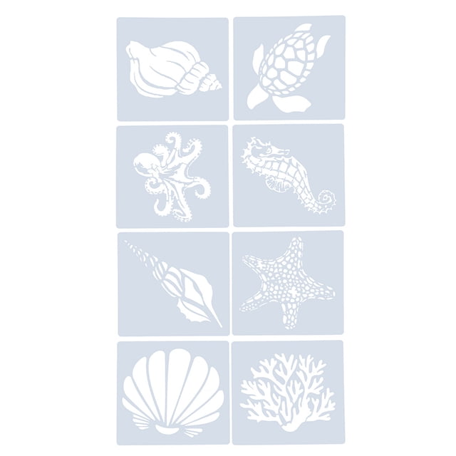 MasteelfCA 8pcs Painting Stencils Set Sea Animal Pattern Drawing Template DIY Hollow out Stencil