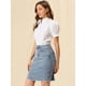 thumbnail image 4 of INSPIRE CHIC Falda Vaquera Midi Básica Desgastada De Cintura Alta Con Dobladillo Rasgado Y Lavado Para Mujer Azul M, 4 of 6