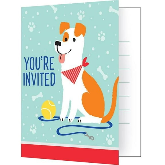 Dog Party Invitations - Party Supplies - Invitations - 1 pack of 8