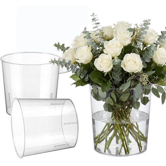 HXRH 2Pcs Acrylic Flower Vase Plastic Cylinder Vase Round Decorative Break Resistant Clear Vase for Wedding Decor Flowers Bedroom Living Room