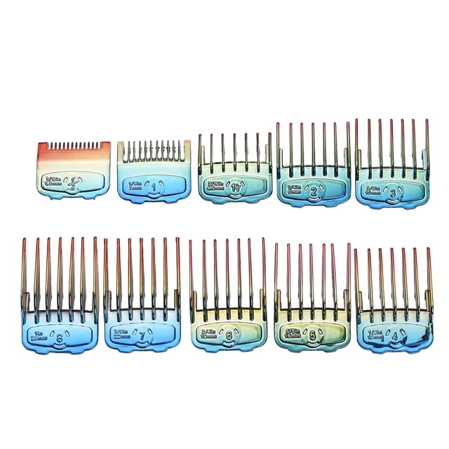 10 Sizes Professional Hair Cutting Guide Comb Set Limit Comb Set Compatible with Whal's Hair Clippers Colorful Plastic Magnetic Hair Trimmer Guards Attachments Hair Salon Tool