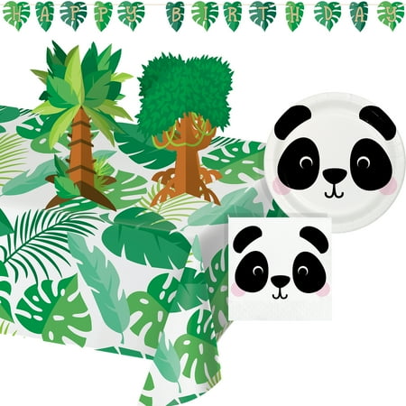 Creative Converting Multicolor Panda Birthday Party Kit, 28 Count