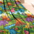 thumbnail image 3 of Colorful Dinosaurs Volcano Pattern Blanket,Comfortable Soft Lamb Wool Throw Blanket,All Season,Warm Lightweight Blankets for Sofa Bed Couch Living Room Chair,40"x50", 3 of 4