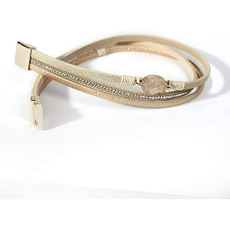 Bracelet for Women Wrap Multi-Layer Leather Bracelet Magnetic
