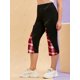 thumbnail image 2 of Botón cubierto de paneles de cuadros de talla grande Botón Capri Leggings Rosegal Leggings de talla grande, 2 of 5