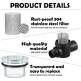 thumbnail image 3 of 2 Pcs Water Pump Strainer Filter Set Include Twist on Pipe Filter and Extra 50 Mesh Stainless Steel Screen, Rv Replacement 1/2 Inch Twist-on Pipe Strainer Compatible with WFCO or Shurflo Pump, 3 of 7