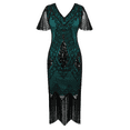 thumbnail image 6 of PrettyGuide Women's 1920s Dress Sequin Art Deco Flapper Dress with Sleeve, 6 of 7