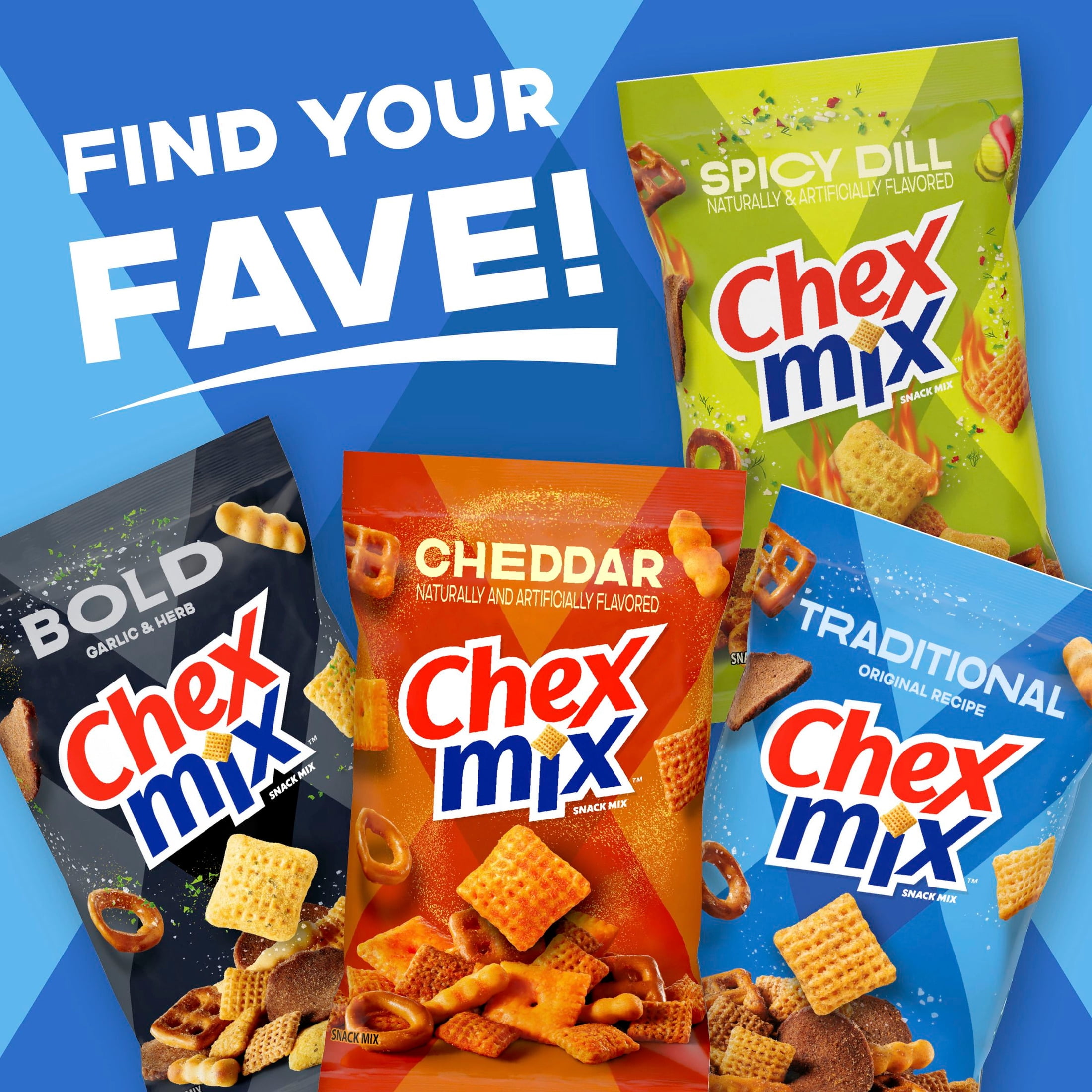 (8 pack) Chex Mix Traditional Original Recipe Snack Mix, Savory Snack Bag, Family Size, 13.5 oz