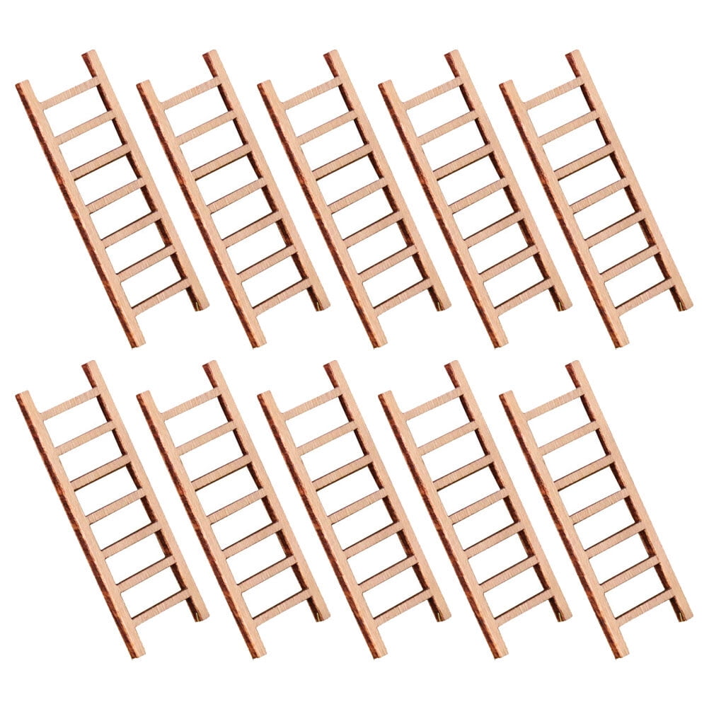 OULII 10PCS Wooden Simulation Ladder for Micro Landscape Indoor Decoration