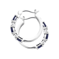 thumbnail image 3 of Women's Finecraft Natural Sapphire Hoop Earrings with Diamonds in Platinum-Plated Brass, 3 of 6