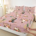 thumbnail image 3 of Feelyou Kawaii Farmhouse Cowgirl Full Size Sheets, Tribal Western Cowboy Bed Sheets, Flower Skeleton Skull Sheet Sets, Luxury Bedroom Decor, 4pcs, 3 of 7