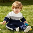 thumbnail image 3 of Enyan Toddler Baby Boy Fall Clothes Long Sleeve Solid Sweatshirt Top+Pants Set 2 Piece Infant Boys Winter Outfits（3-6 Months）, 3 of 6