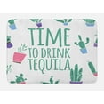 thumbnail image 1 of Tequila Bath Mat, Time to Drink Words with Simple Cacti in Pots, Plush Bathroom Decor Mat with Non Slip Backing, 29.5" X 17.5", Sea Green Multicolor, by Ambesonne, 1 of 2