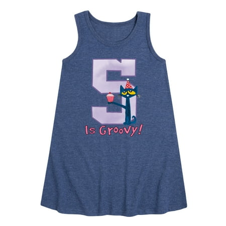 

Pete the Cat - Happy 5th Birthday - Toddler and Youth Girls A-line Dress