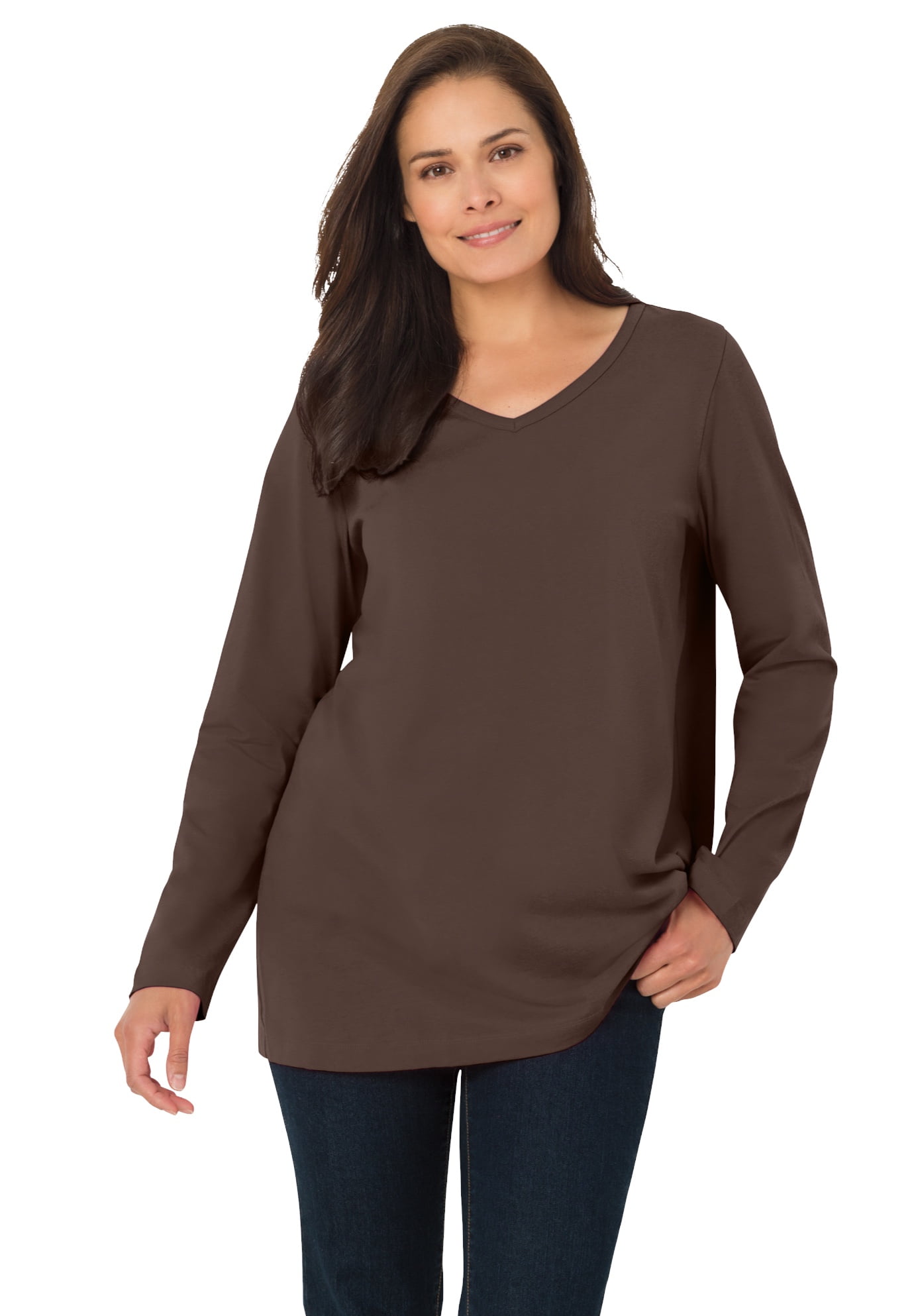 Woman Within Woman Within Womens Plus Size Perfect Long Sleeve V