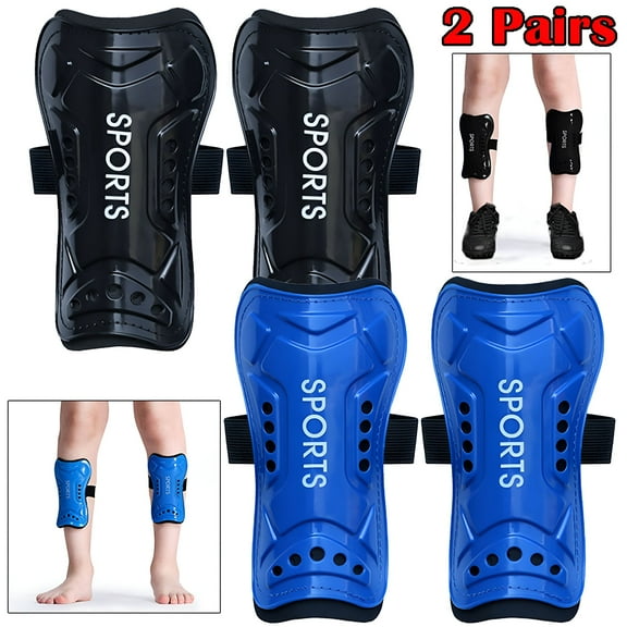 TELOLY Kids Soccer Shin Guards Ages 6-13, Ankle Protection Gear, Soccer Shin Guards for Boys, Girls, Youth, Toddlers, Teens (2 Pairs - Blue Black)