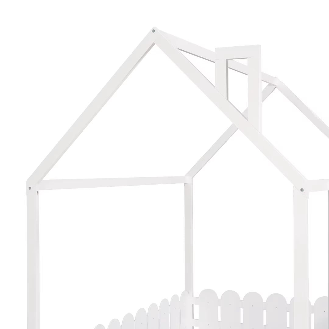 Triple Tree Kids Full Plywood and Pinewood House Bed, White