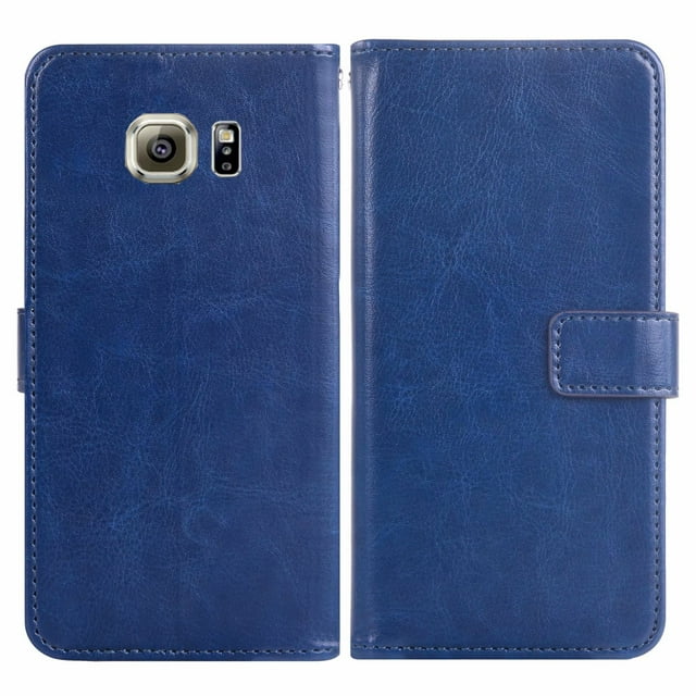 Mobile Phone Cover for Samsung S6, Cover Premium Pu Leather Tpu Flip Cover Magnetic Closure Card Compartment Stand Function Wallet with Lanyard Protective Cover