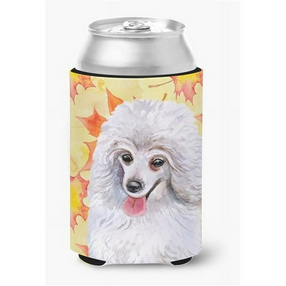 Medium White Poodle Fall Can or Bottle Hugger