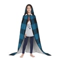 thumbnail image 3 of Honeii Blue Black Plaid Print Poncho Cape, Cloak Coat, Snuggly Hooded Wearable Blanket, Hooded Cape For Teenagers,Halloween Costumes-Large, 3 of 7