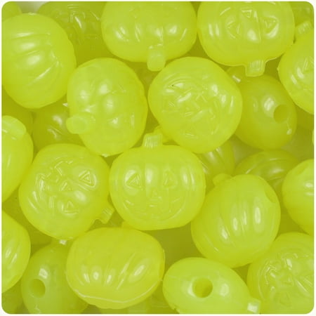 Yellow Pony Spring - BeadTin Yellow Glow 20mm Jack O Lantern Pony Beads (24pcs)