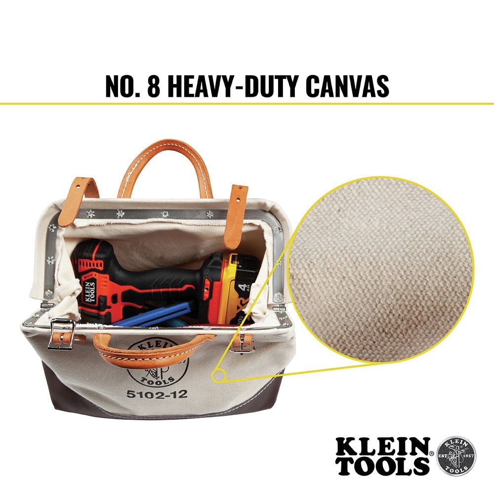 Canvas Tool Bag, 1 Compartment, 12 in X 6 in