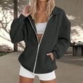 thumbnail image 2 of Sewkxo Women's 2026 Spring Zip Up Y2K Hoodies Casual Long Sleeve Sweatshirts Fall Track Jackets with Pockets,Dark Gray L, 2 of 5