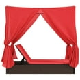 thumbnail image 4 of vidaXL Double Patio Sun Lounger with Roof and Curtains Brown Poly Rattan, 4 of 6