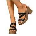 thumbnail image 6 of Quaouag Women's Summer Sandals, Low Wedge Block Heels, Comfortable Slip-On, Open Toe, Dressy & Casual, 6 of 6