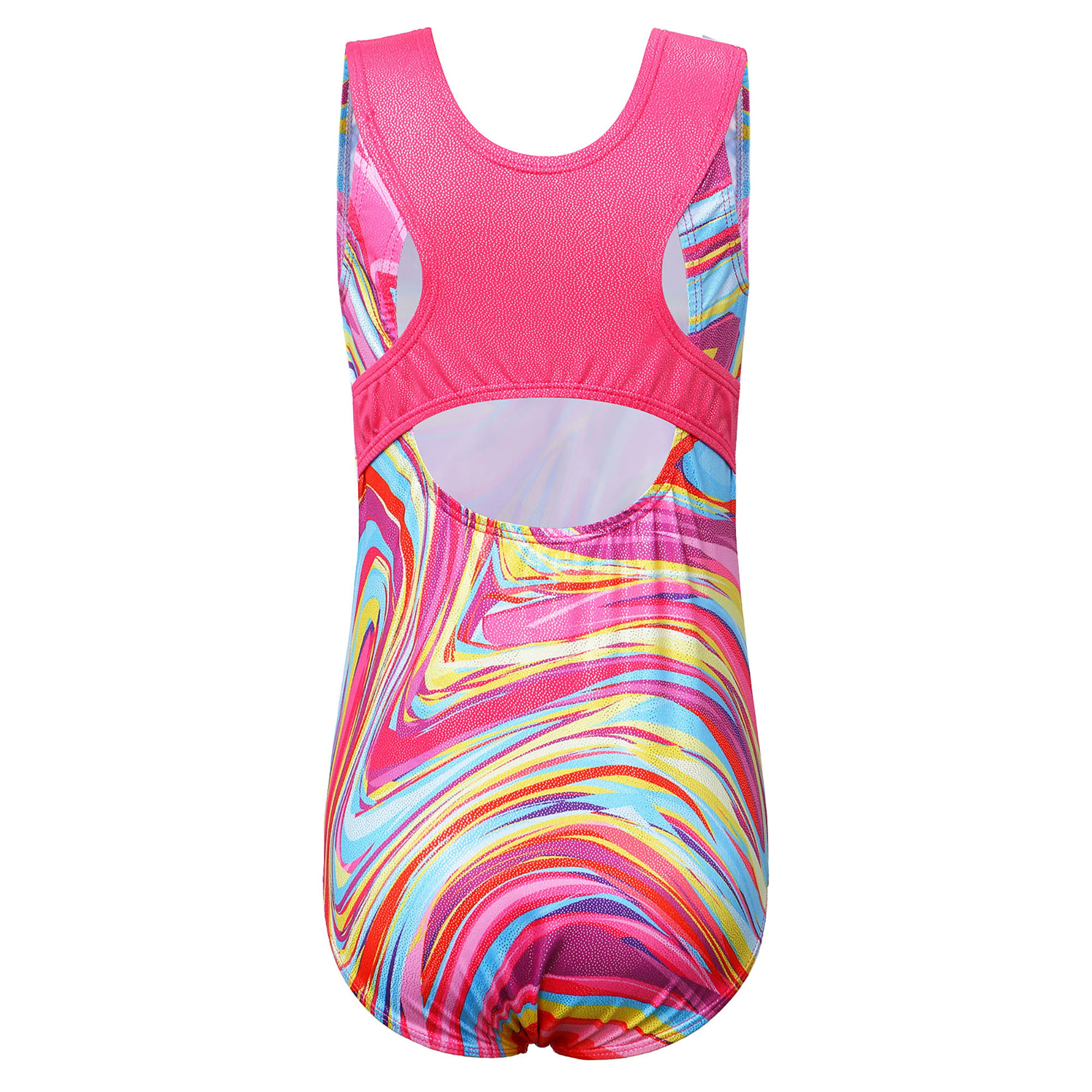HUANQIUE Girls 3-12Y Fish Scales Sparkle Gymnastics Leotard Sleeveless 3-4Y Colorful 