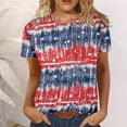 thumbnail image 1 of Hauts d'Entraînement d'Été Grande Taille pour Femmes, T-Shirts d'Été Décontractés à Col Rond à Manches Courtes, Imprimé Drapeau, Coupe Ajustée, Hauts Basiques, Tees, Blouses, T-Shirt à Col en V pour Femmes en Liquidation, 1 of 6