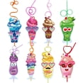 thumbnail image 2 of 24 Uds pajitas locas para beber, lazo de plástico reutilizable rizado para niños y adultos, pajitas divertidas coloridas, 2 of 5