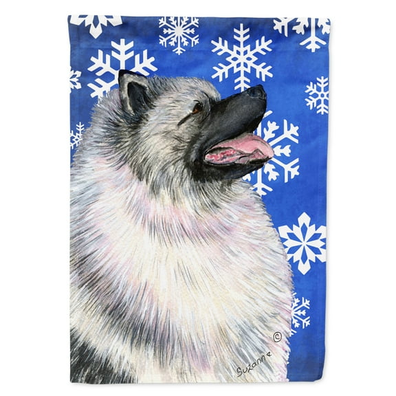Carolines Treasures SS4626-FLAG-PARENT Keeshond Winter Snowflakes Holiday Flag  multicolor