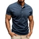 thumbnail image 2 of Tops para hombre, blusas y camisas de manga corta con cuello redondo para hombre, jersey informal de medio botón con cuello redondo y manga corta de color liso a la moda para hombre, top de poliéster, 2 of 8