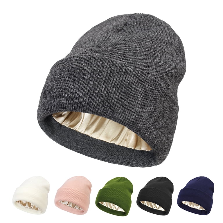 Satin Lined Beanie for Women Men Silk Lined Winter Hats Cold  display picture 2