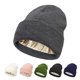 thumbnail image 2 of Europa y Estados Unidos otoño e invierno sombrero mujer protección peinado cálido tejido satén sombrero lana, 2 of 6