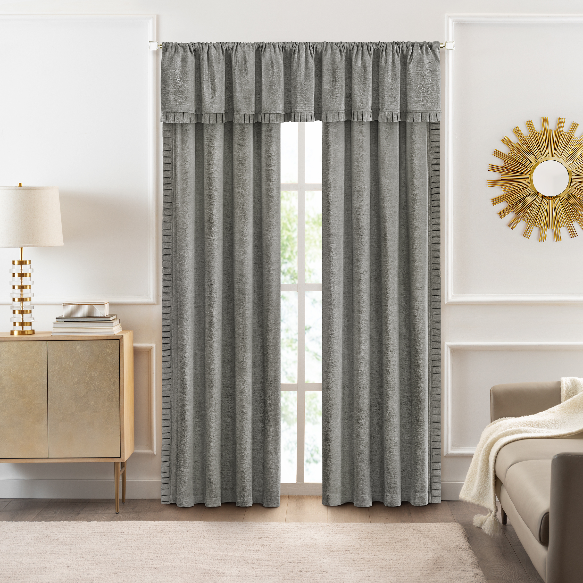 Achim Bordeaux Indoor Polyester Light Filtering Solid Curtain Panel, Silver, 52-in W x 63-in L - image 2 of 7