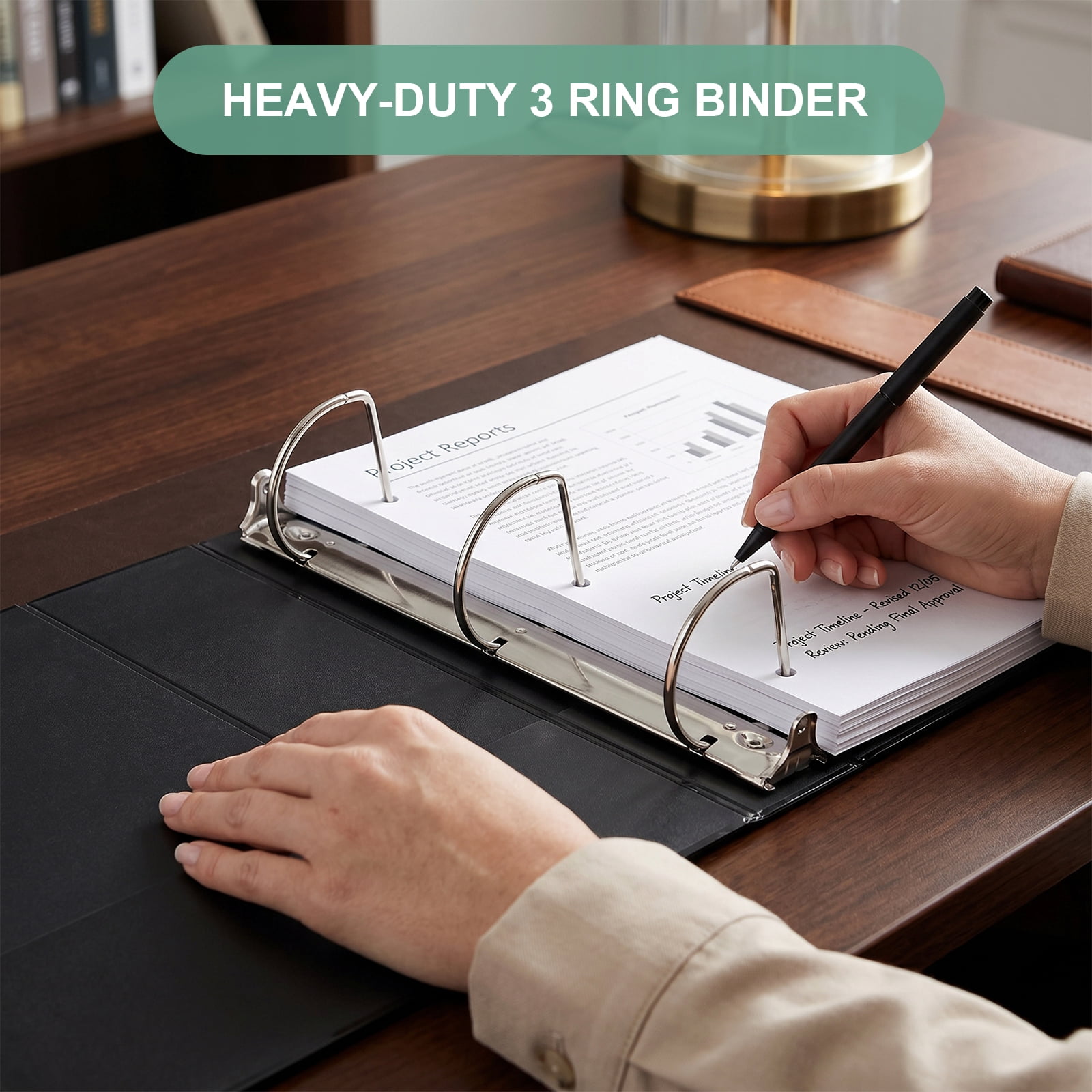Comix Heavy-duty 4 Inch 3 Ring Binder with Clear Cover,  D Ring, 835 Sheets Capacity, Office School Supplies, 6-Pack Black