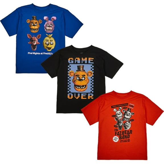 Five Nights At Freddy's Character Art 3-Pack Boy's Crew Neck Short Sleeve T-shirt Combo Set