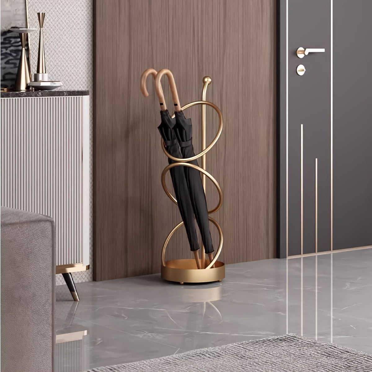 [Space-Saving Holder] 1pc Classic Iron Umbrella Stand for Home Use - Space-Saving Entryway Organizer with Multiple Hooks, Durable Metal Design for Umbrellas, Easter & Party Decor, Umbrella Holder