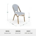 thumbnail image 3 of Martha Stewart 31.5" Round Indoor-Outdoor Bistro Dining Table with 2 Stackable Bistro Chairs - Navy/White with Natural Woodgrain Aluminum Finish Frame, 3 of 12