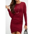 thumbnail image 6 of DEVOPS Women's Ruched Elegant Bodycon Long Sleeve Wrap Dress(X-Small, Wine Red), 6 of 6