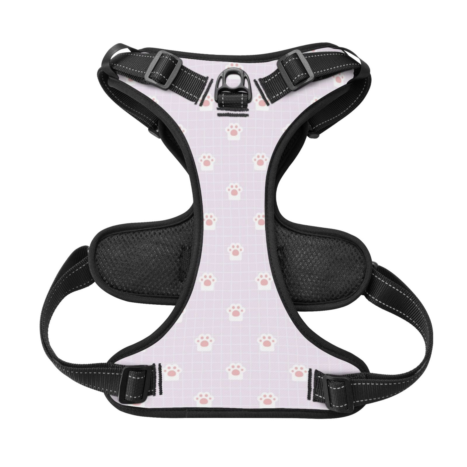 Picia Kawaii Cat Paw No-Pull Dog Harness Reflective Front Clip Vest with Handle,Step-in Air Dog Harness,Adjustable 2 Metal Rings 4 Buckles,Easy to Put on & Take Off Small