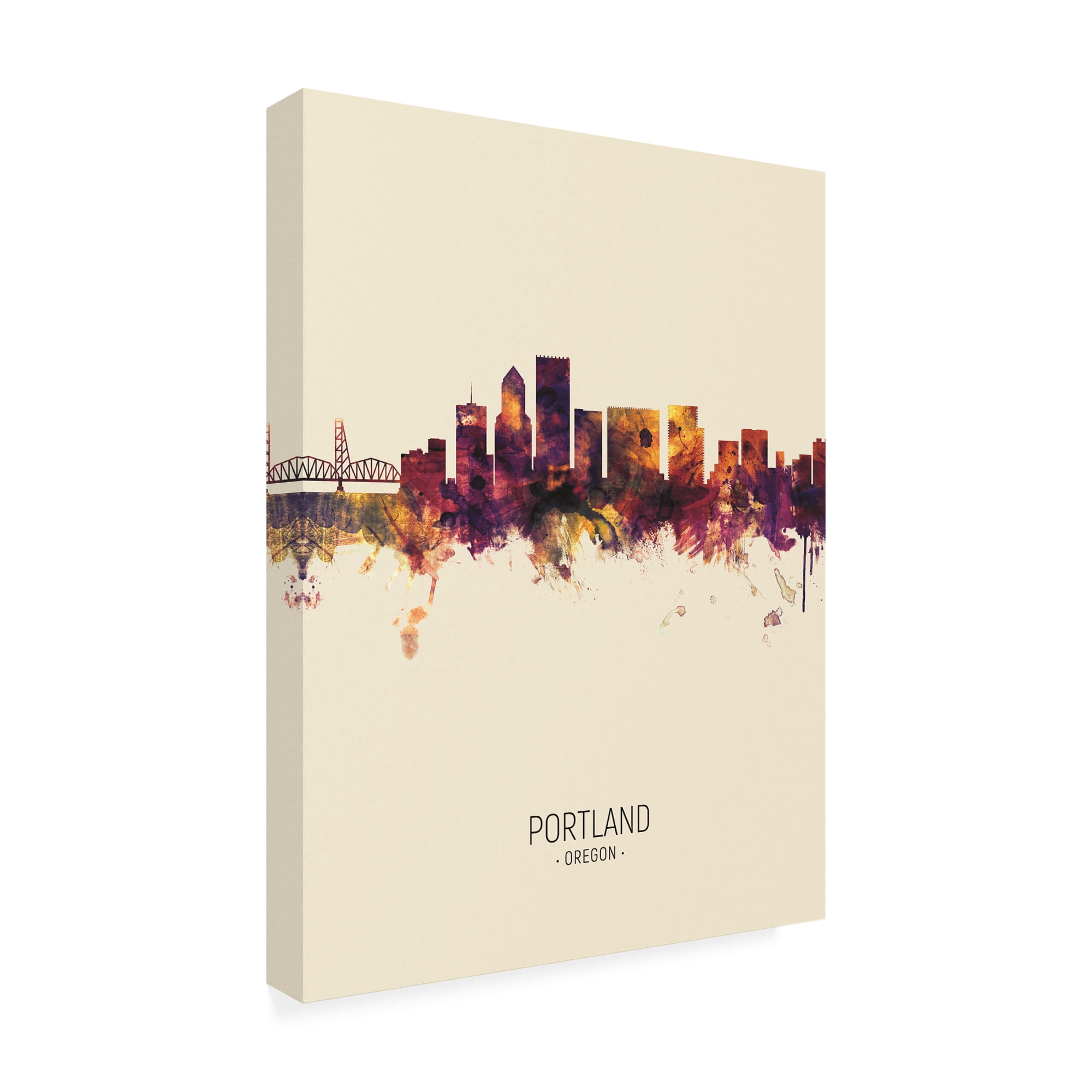Trademark Fine Art 'Portland Oregon Skyline Portrait III' Canvas Art by Michael Tompsett