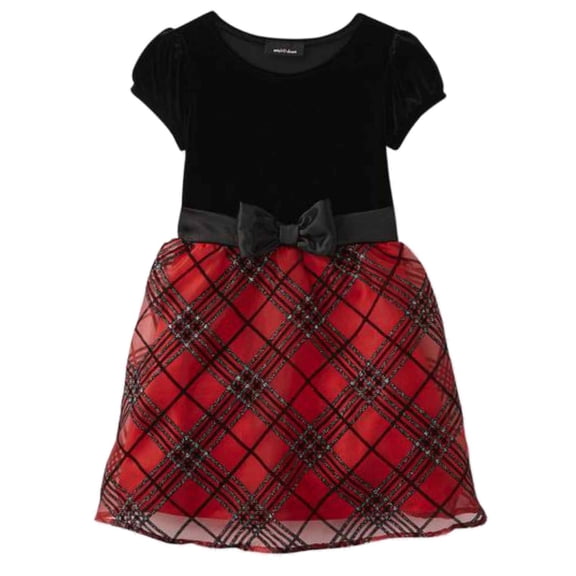 Amys Closet Girls Red Red & Black Plaid Holiday Party Special Occasion Dress 6