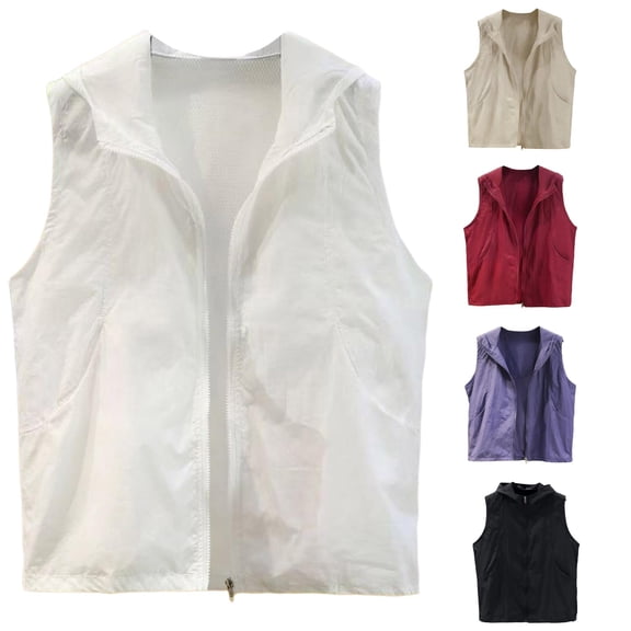 Unir Breathable Outdoor Hiking Vest for Women, Hooded Zip Up, Mesh Lined Sun Protective Outerwear, 1 Piece, M-XXXL, Plus Size Friendly