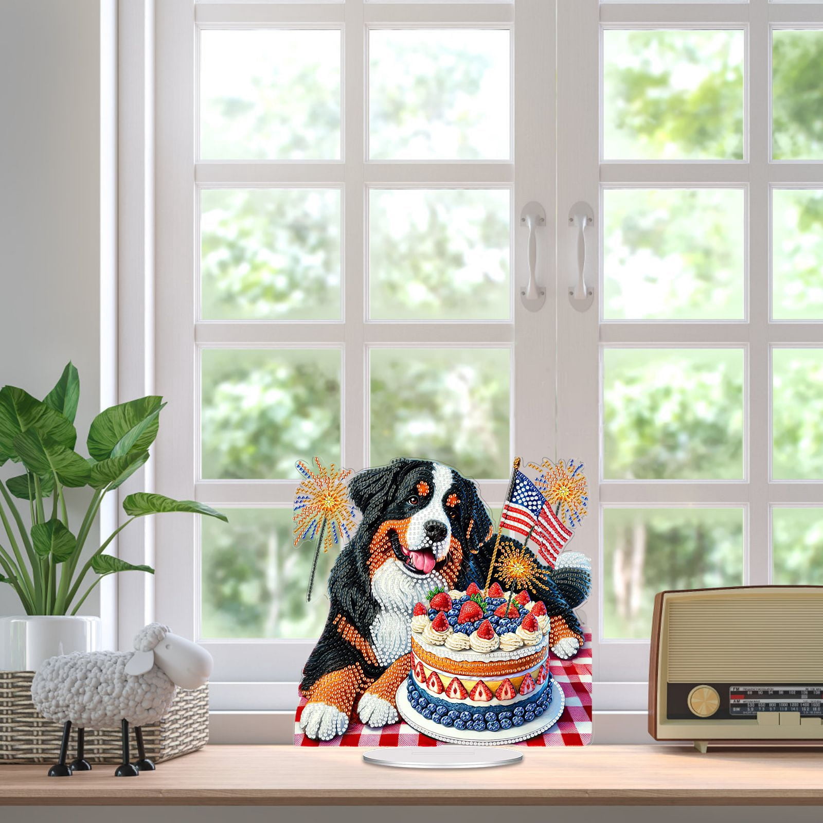FLOPESN DIY Diamond Art Painting American Independence Day Creative，9.84*9.84in Animal Design,Add Festive Atmosphere Home Desktop Decorations