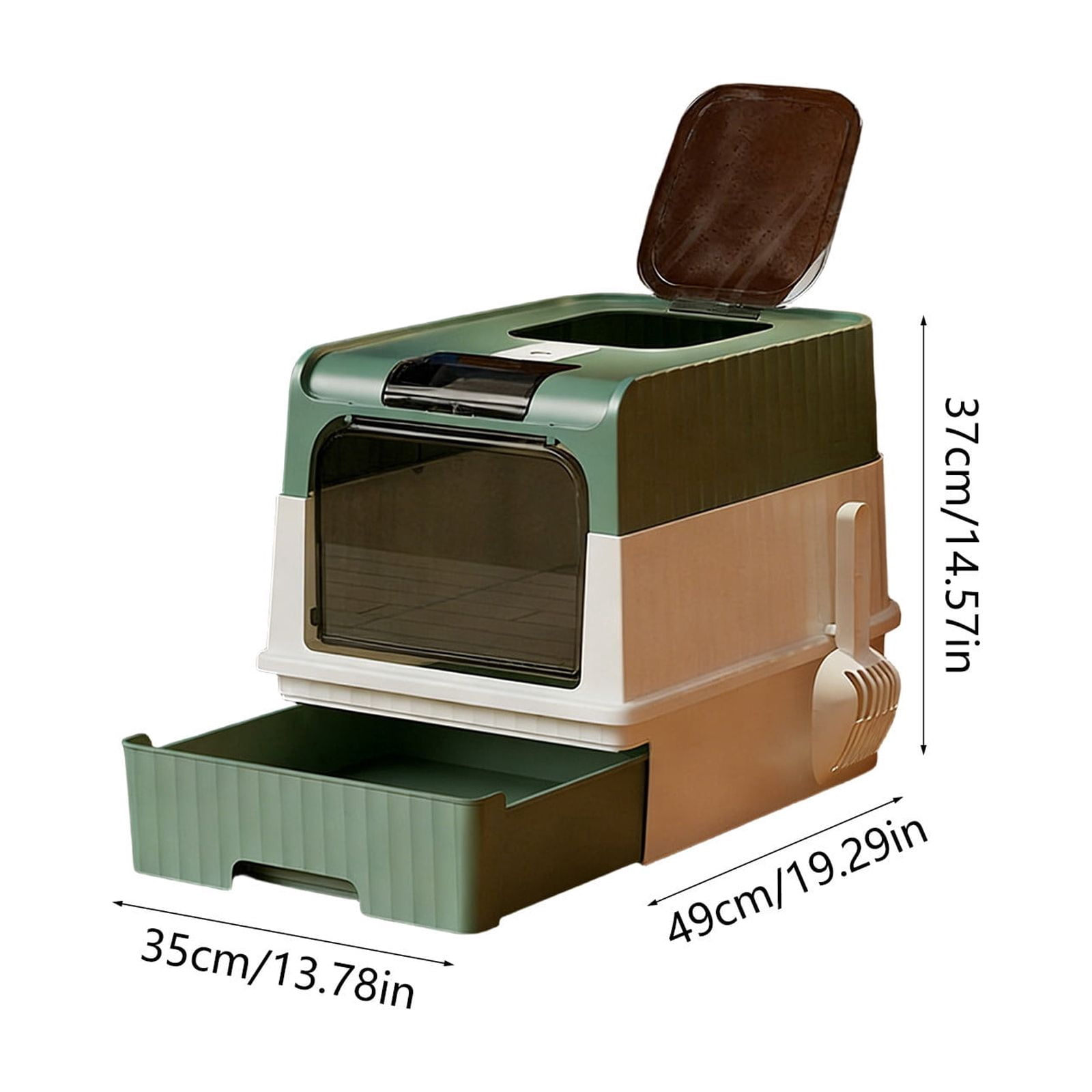 WLAGOOD Large Portable Foldable Cat Litter Box 19.3×13.8×14.6in Fully Enclosed Pan Detachable Drawer Odor Control Anti-Splashing Smooth Edge Spacious Entrance Indoor Cat Toilet